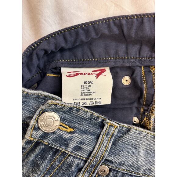 Seven 7 Relaxed Distressed Blue Denim Jeans Men's Size 32 Destroyed Western - Picture 10 of 12